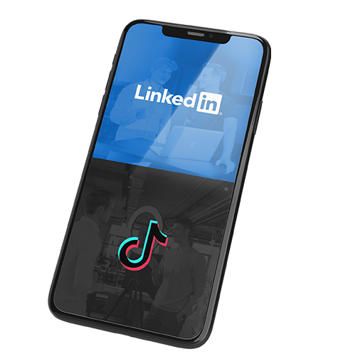 iPhone mit Abbildung des LinkedIn und TikTok Logos